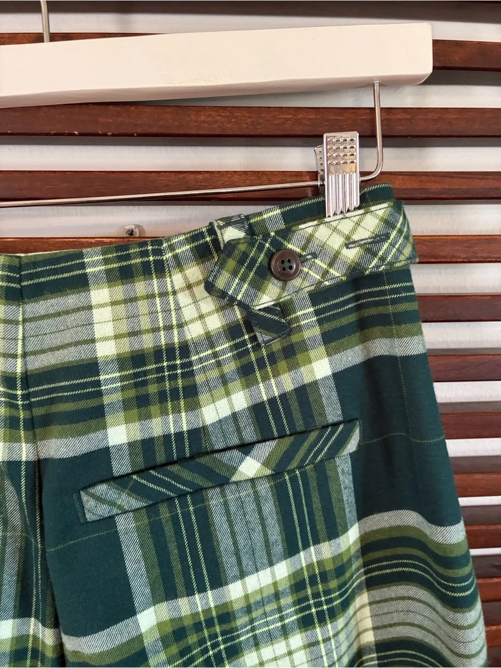 🎉NEW LISTING!🎉Free People Green Plaid Wide-Leg Cropped Pants